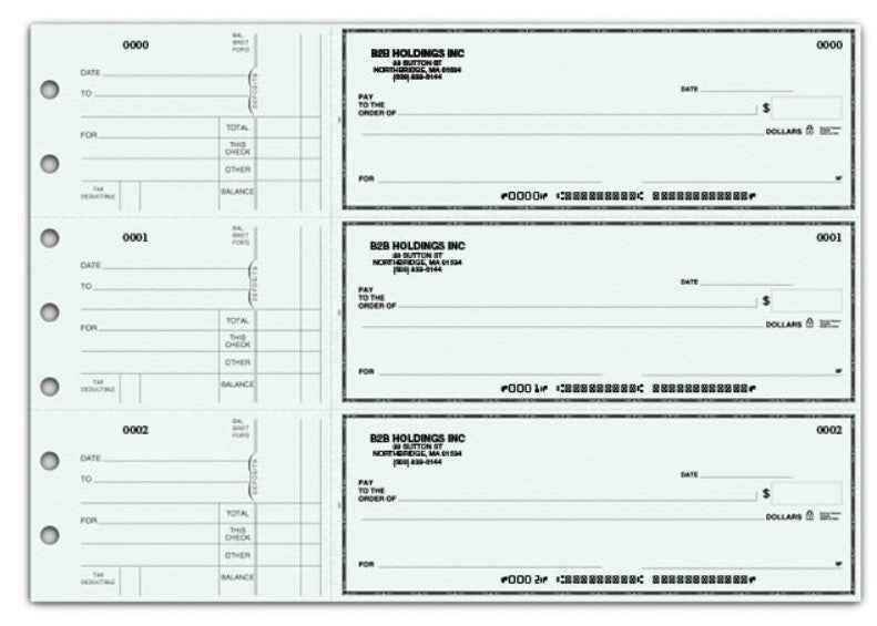 Triplicate Checks 3-On-A-Page Business Size Checks, Side-Tear Voucher
